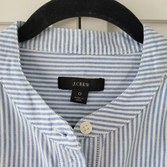 J. Crew Oxford White Blue Cotton A-line Shirtdress Size 0 - Picture 6 of 16